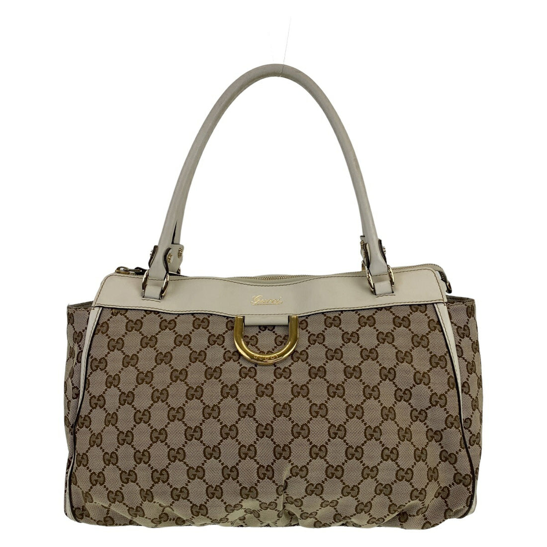 Gucci Abbey GG Canvas Leather Tote Shoulder Bag