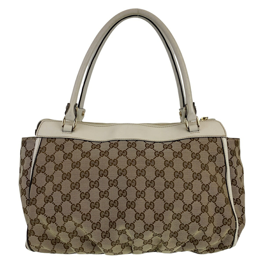 Gucci Abbey GG Canvas Leather Tote Shoulder Bag