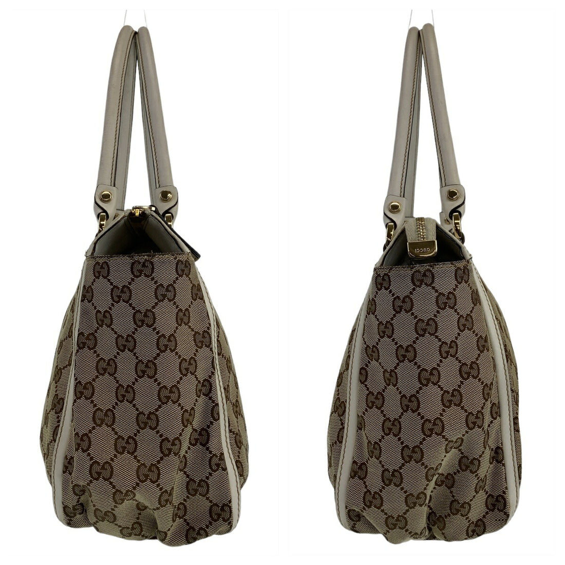 Gucci Abbey GG Canvas Leather Tote Shoulder Bag