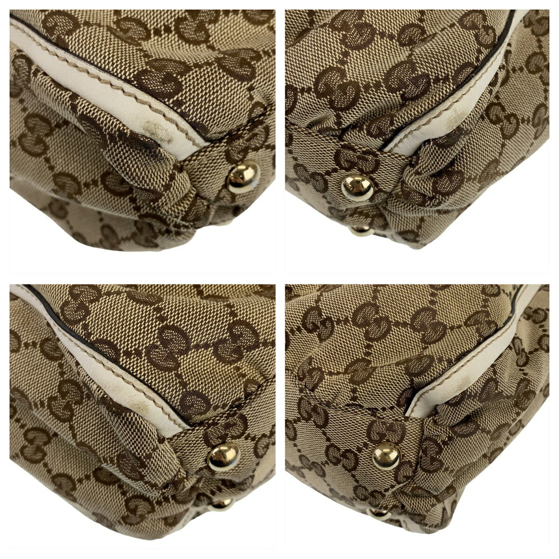 Gucci Abbey GG Canvas Leather Tote Shoulder Bag