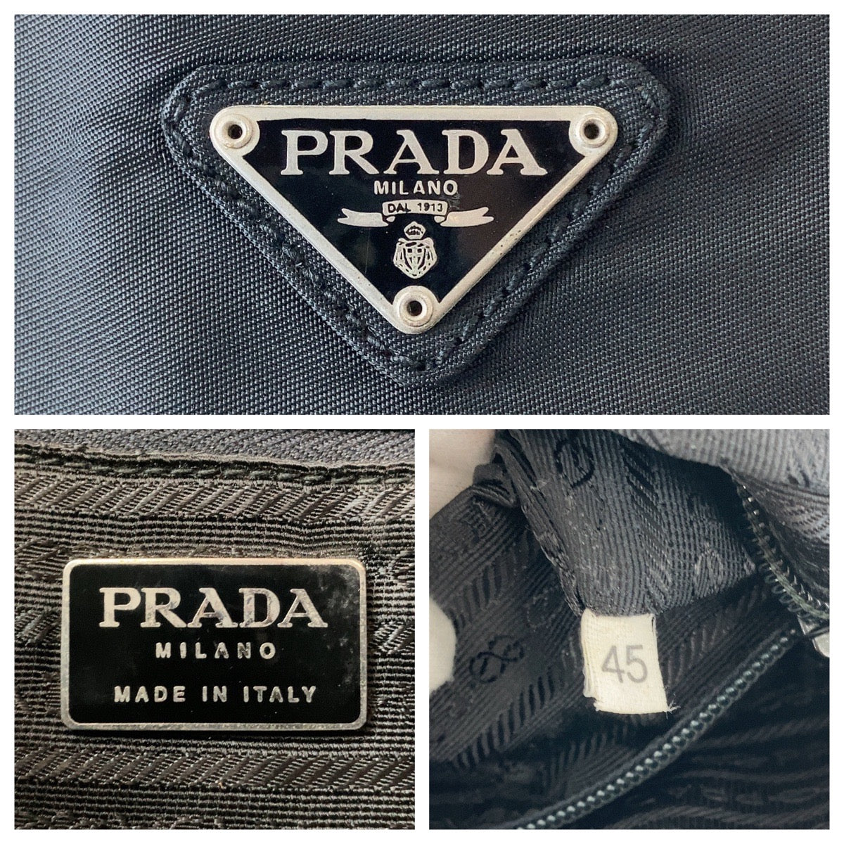 Prada Nylon Tessuto Logo Plate Handbag