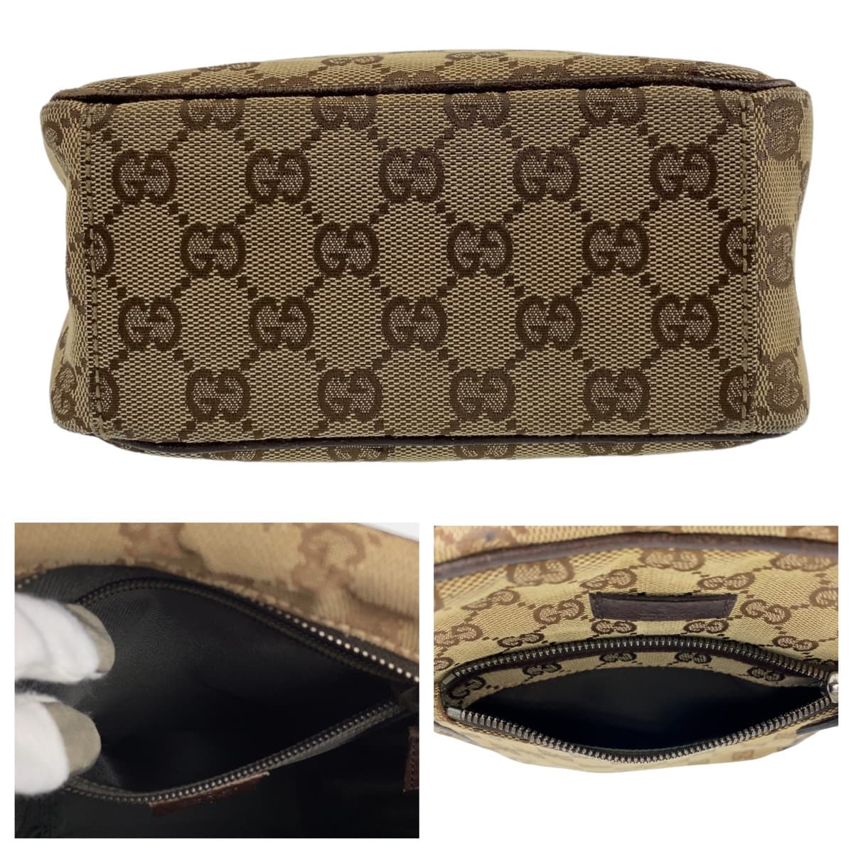 Gucci GG Canvas Leather Shoulder Bag 03136 in Very Good Condition