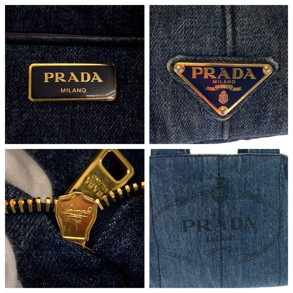 Prada Denim Canapa Tote Bag 406029 in Very Good Condition