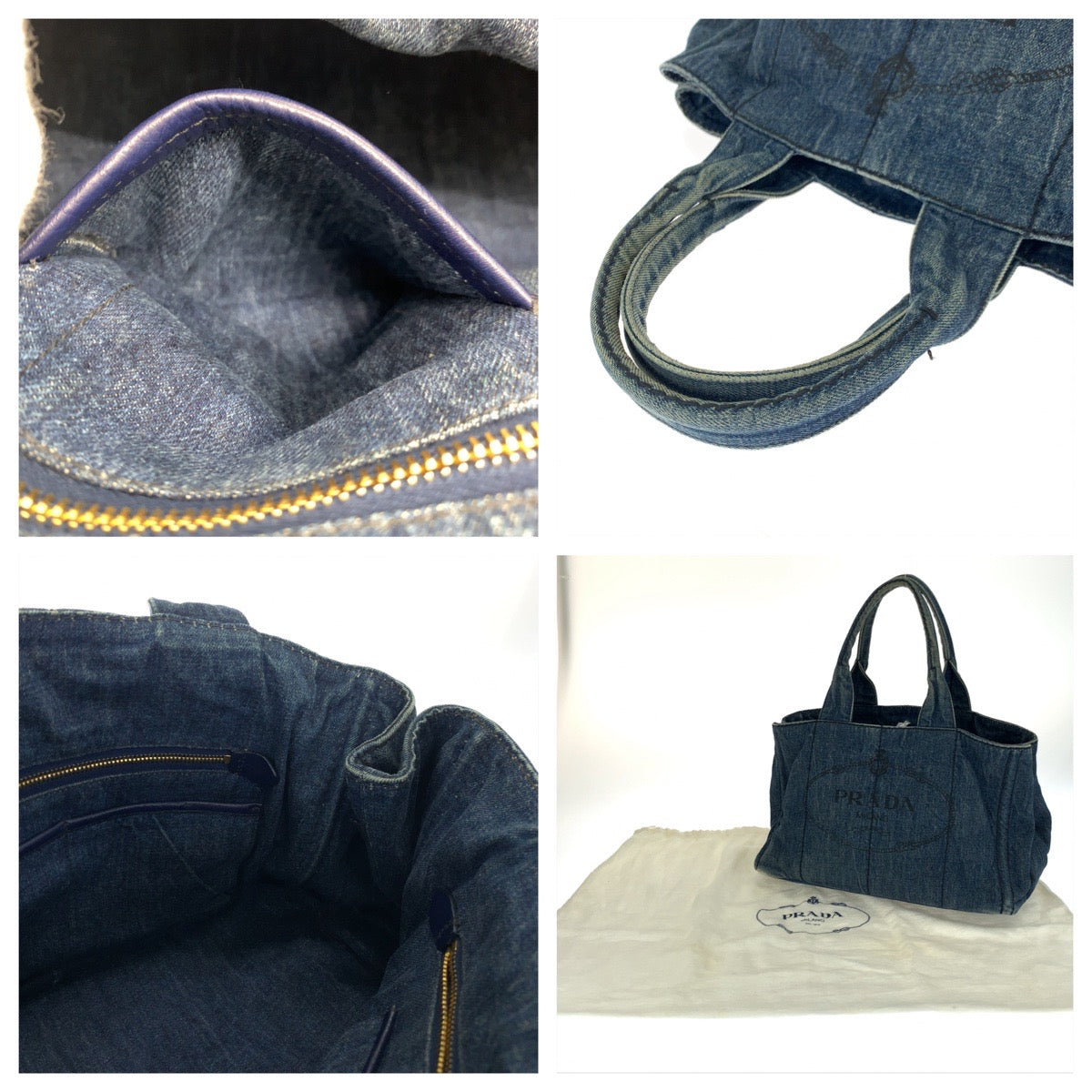 Prada Denim Canapa Tote Bag 406029 in Very Good Condition