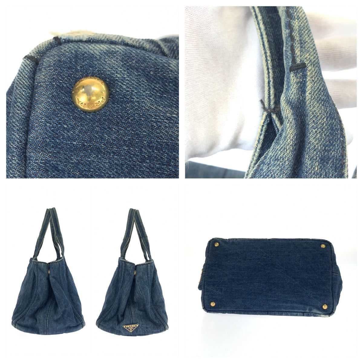 Prada Denim Canapa Tote Bag 406029 in Very Good Condition