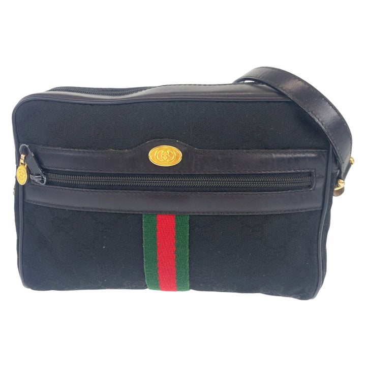 Gucci Vintage GG Canvas Shoulder Bag Black