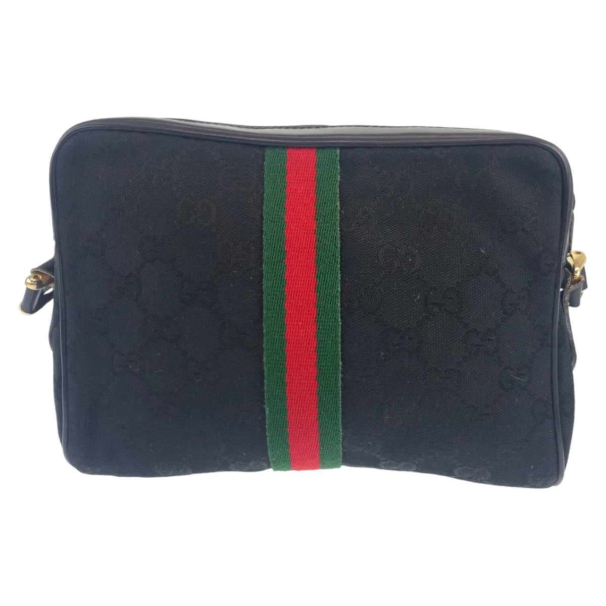 Gucci Vintage GG Canvas Shoulder Bag Black