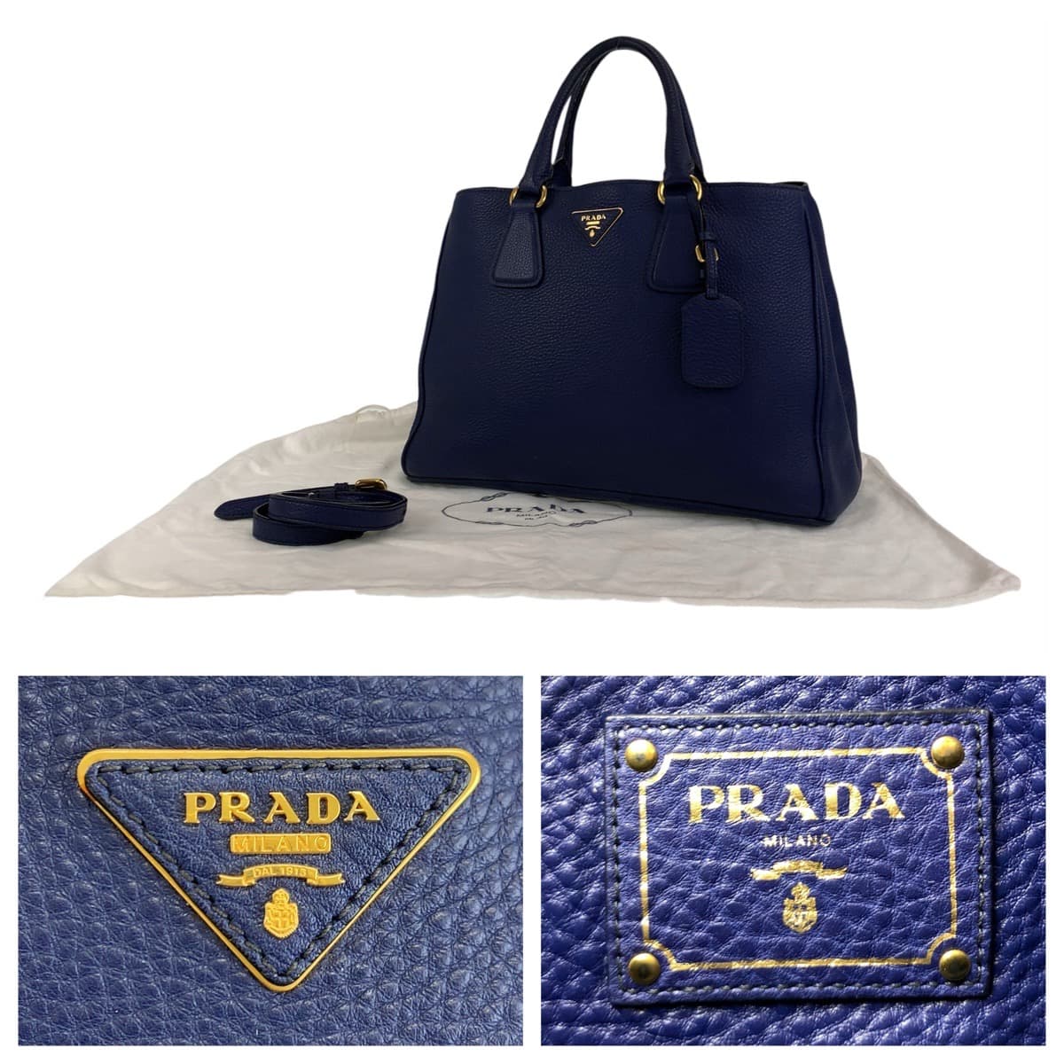 Prada Vitello Daino Galleria Leather Handbag 2way in Very Good Condition