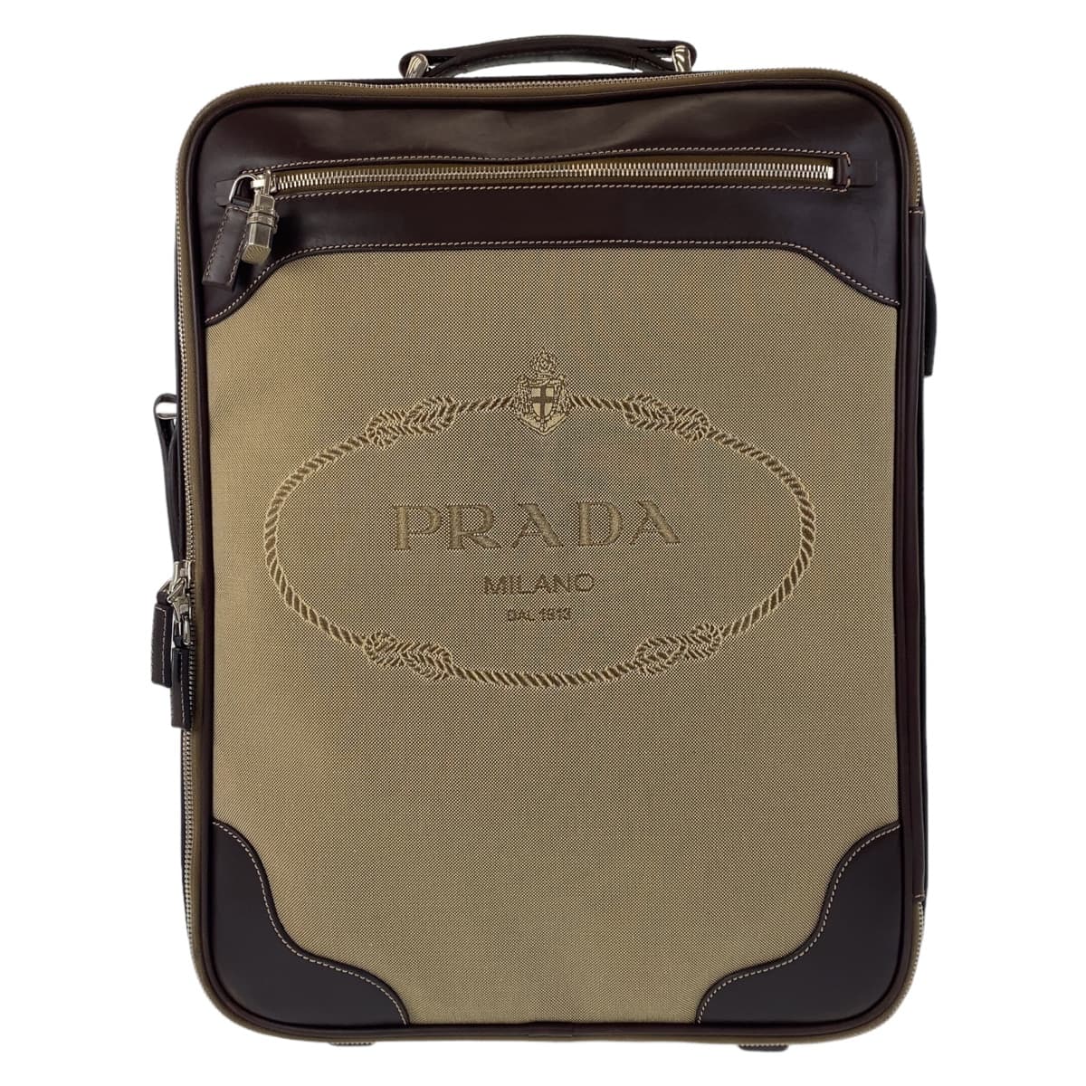 Prada Jacquard Canvas Leather Suitcase