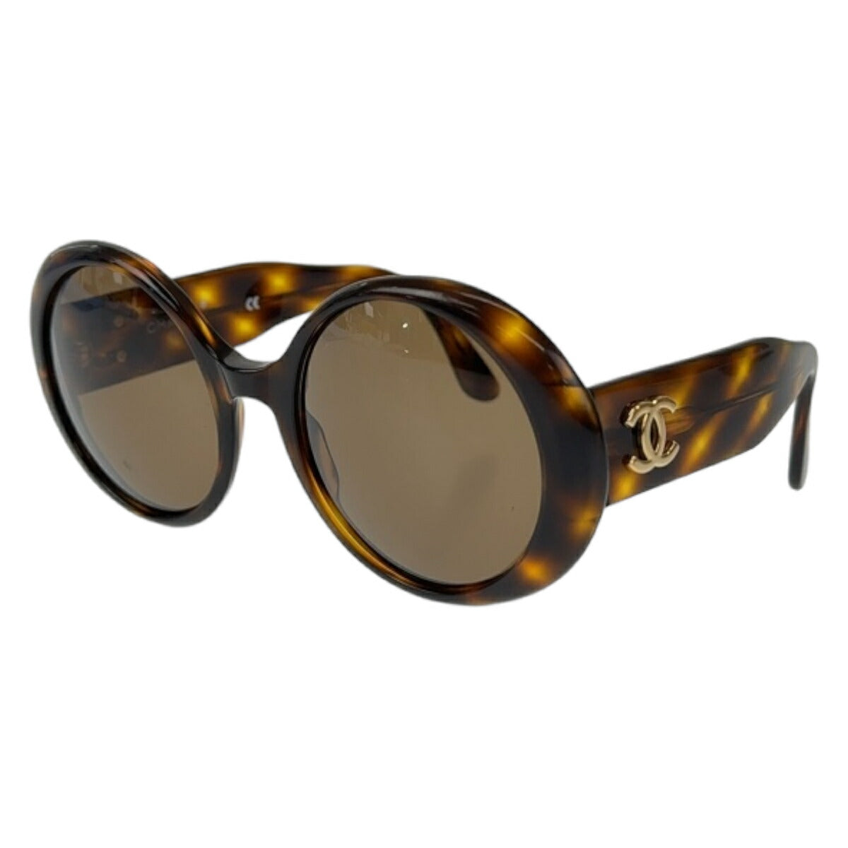 Chanel Marble Round Sunglasses Brown Gold