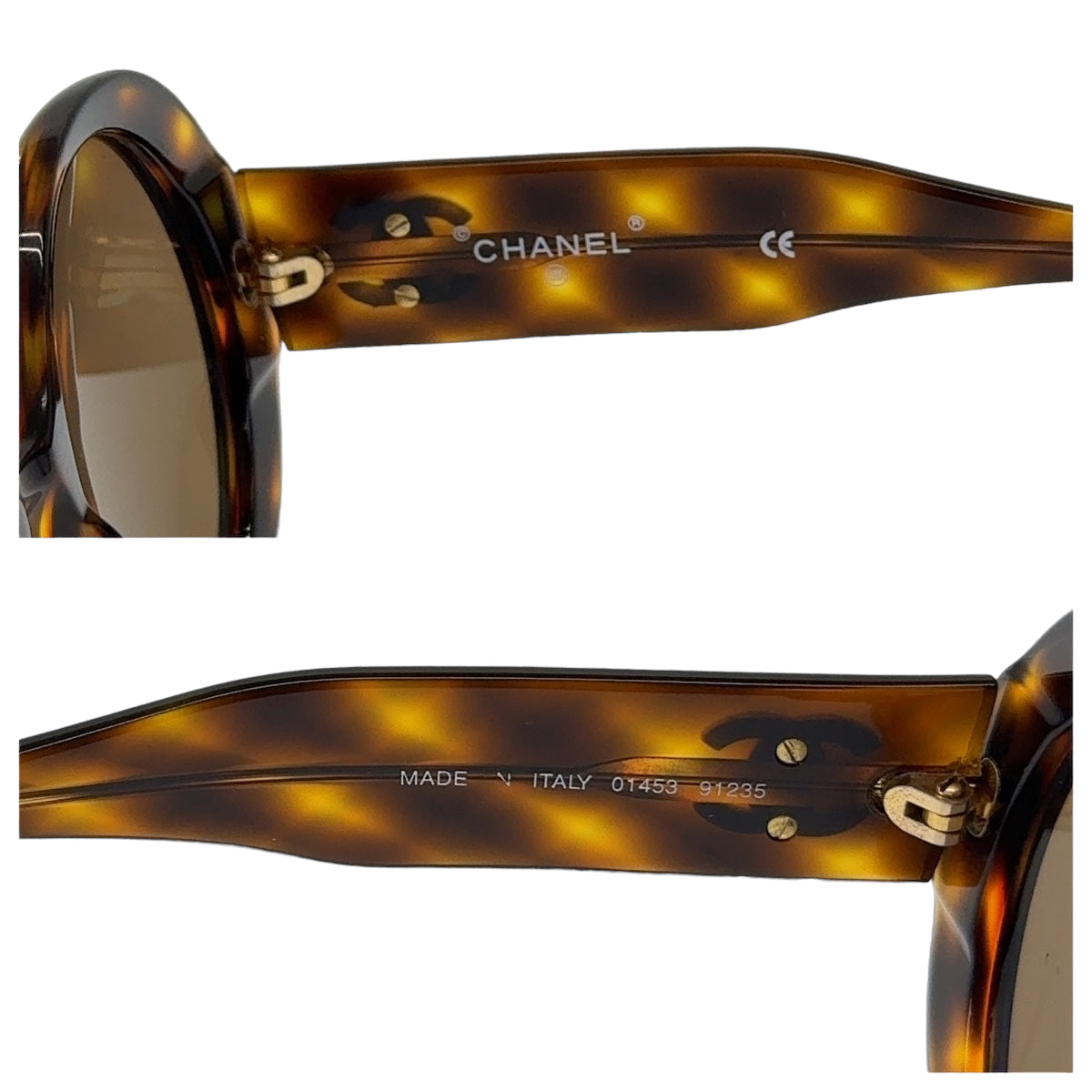 Chanel Marble Round Sunglasses Plastic Brown Gold in Very Good Condition