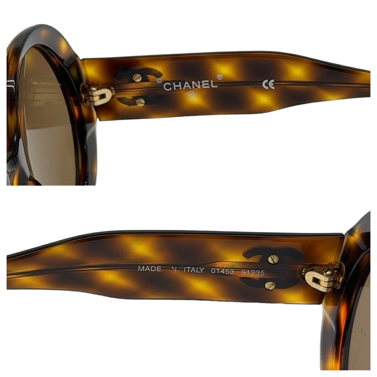 Chanel Marble Round Sunglasses Brown Gold