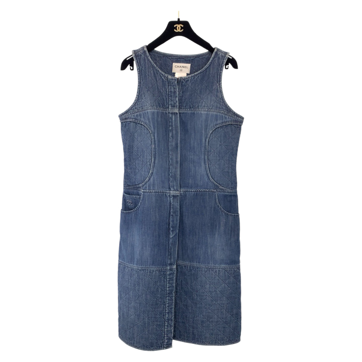 Chanel Denim Matelasse Coco Mark Dress in Great Condition