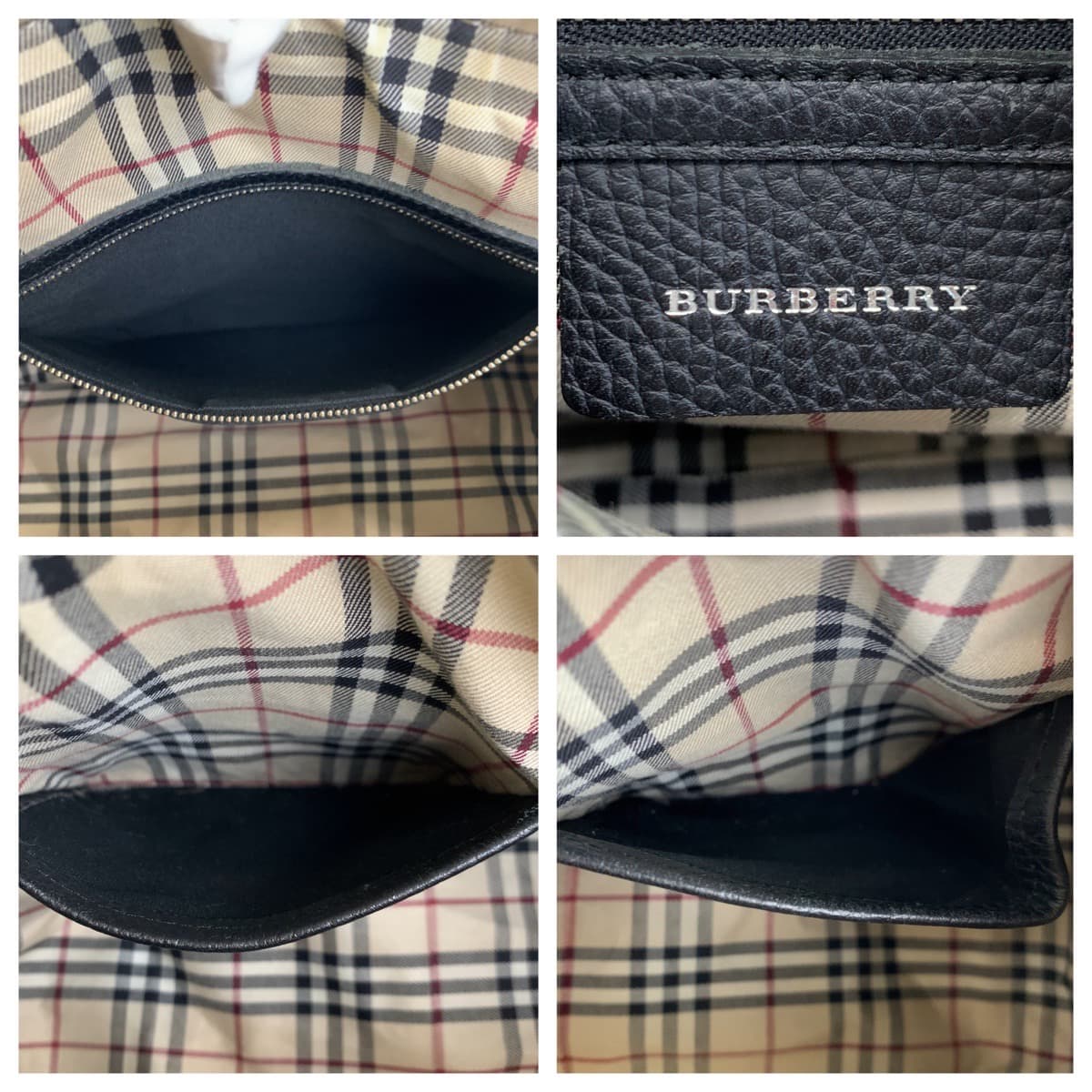 Burberry Nova Check Leather Boston Bag