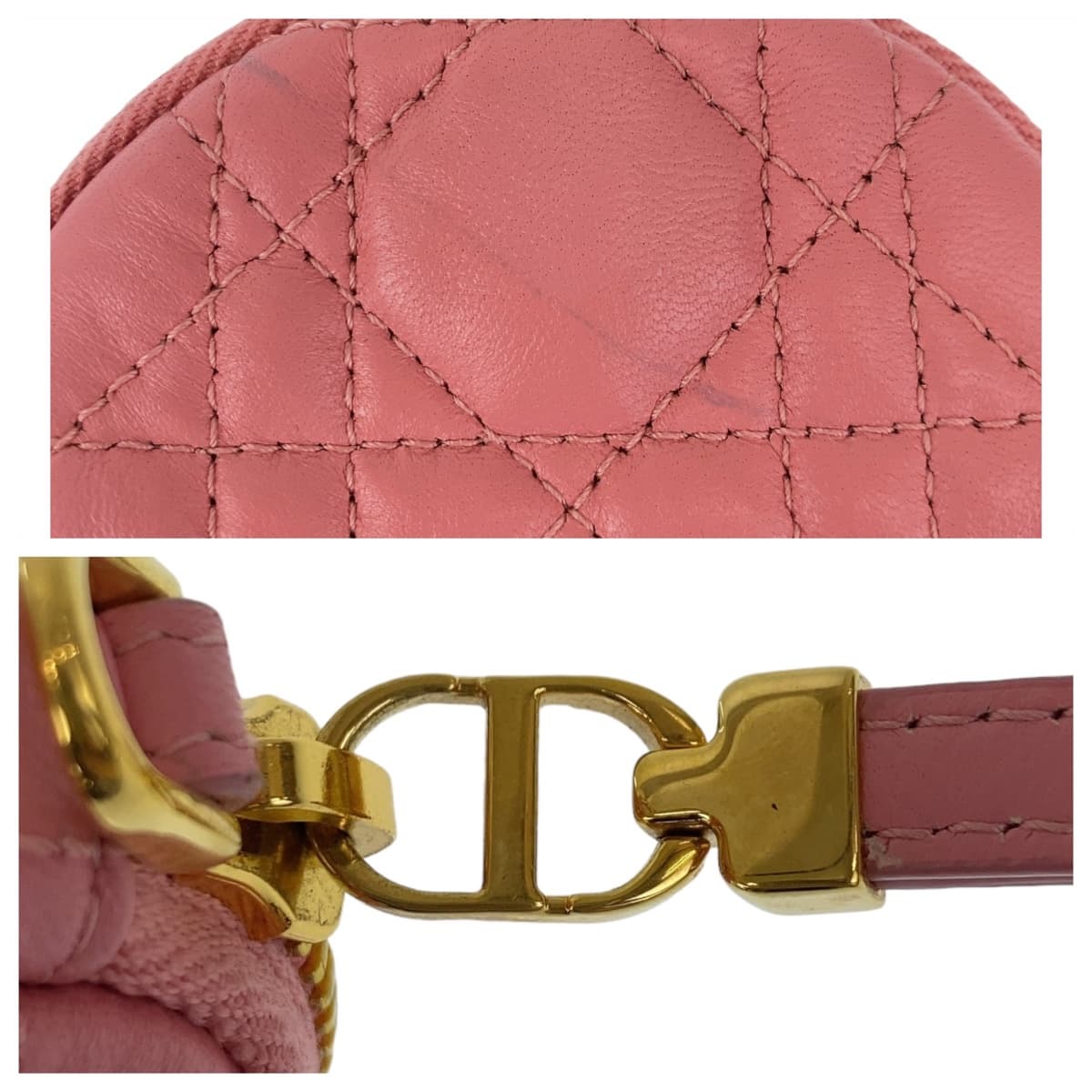 Dior Leather Cannage Caro Mini Round Crossbody Bag