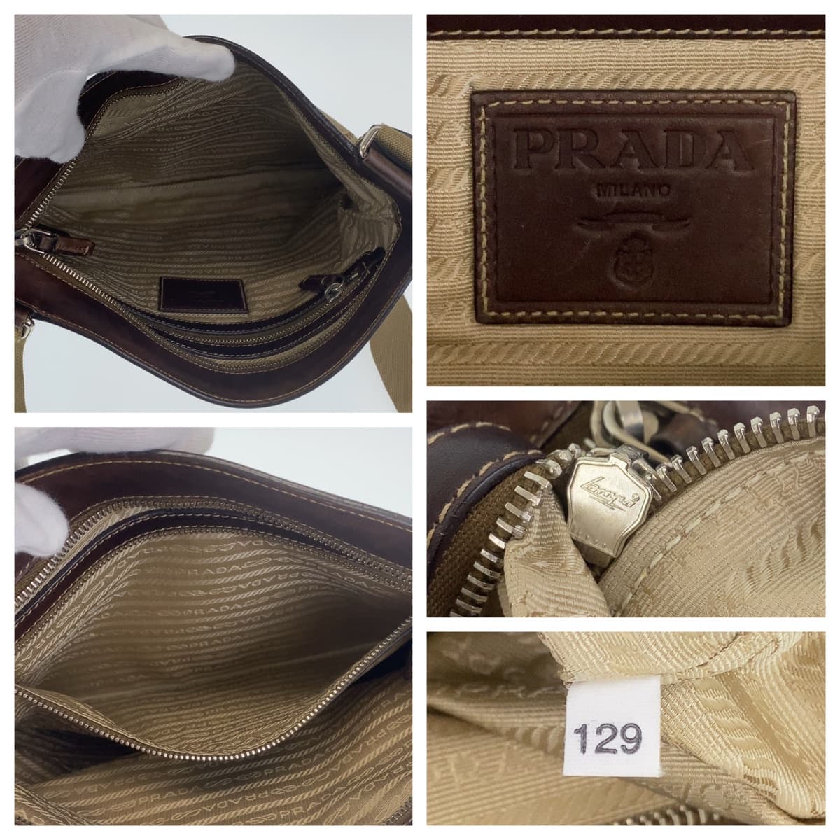 Prada Canvas Logo Jacquard Shoulder Bag