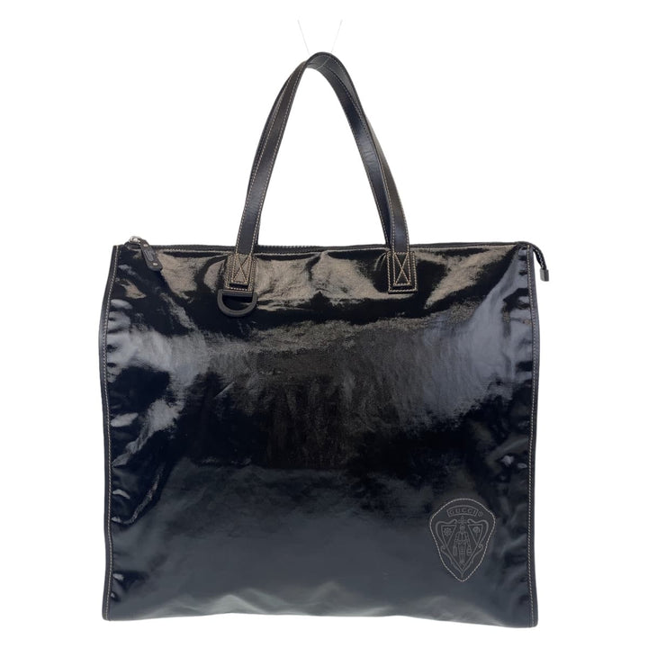 Gucci Crest Black PVC Leather Tote Bag