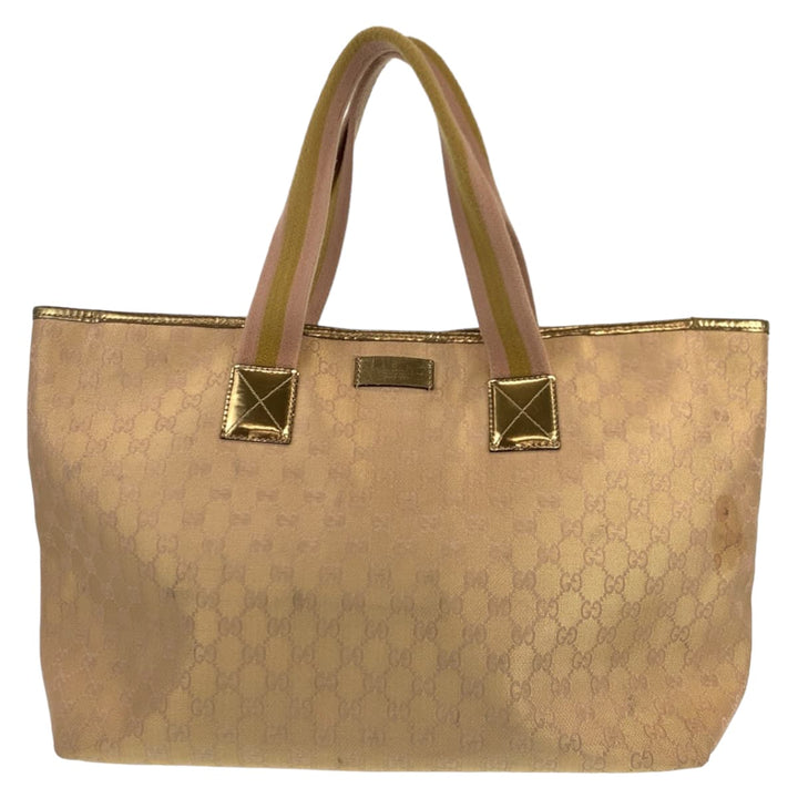 Gucci Beige Gold GG Canvas Tote Bag