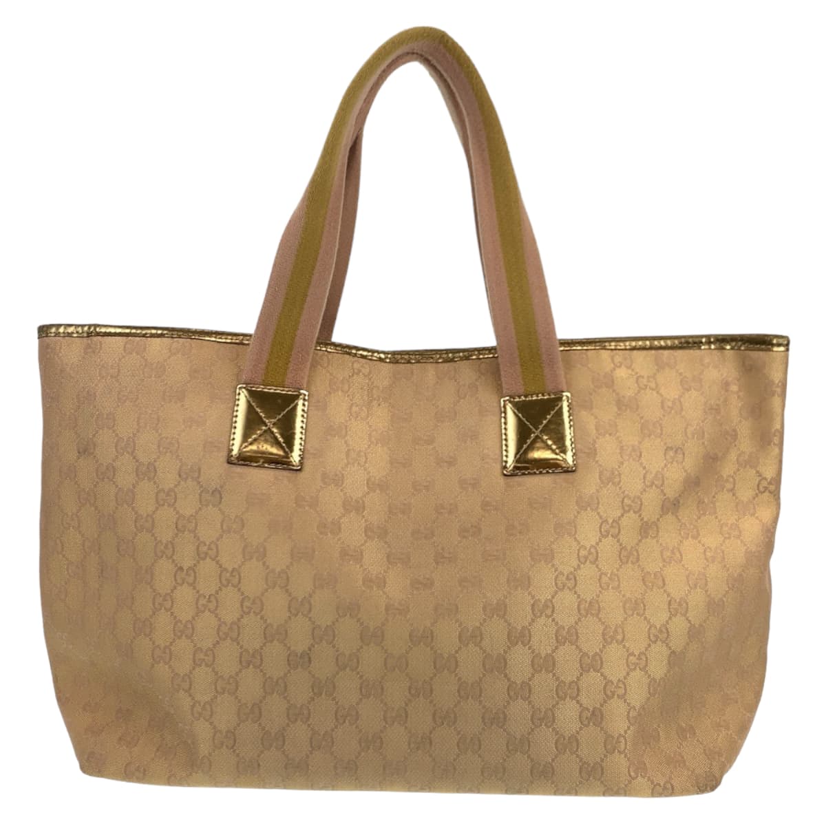 Gucci Beige Gold GG Canvas Tote Bag 267474 in Very Good Condition