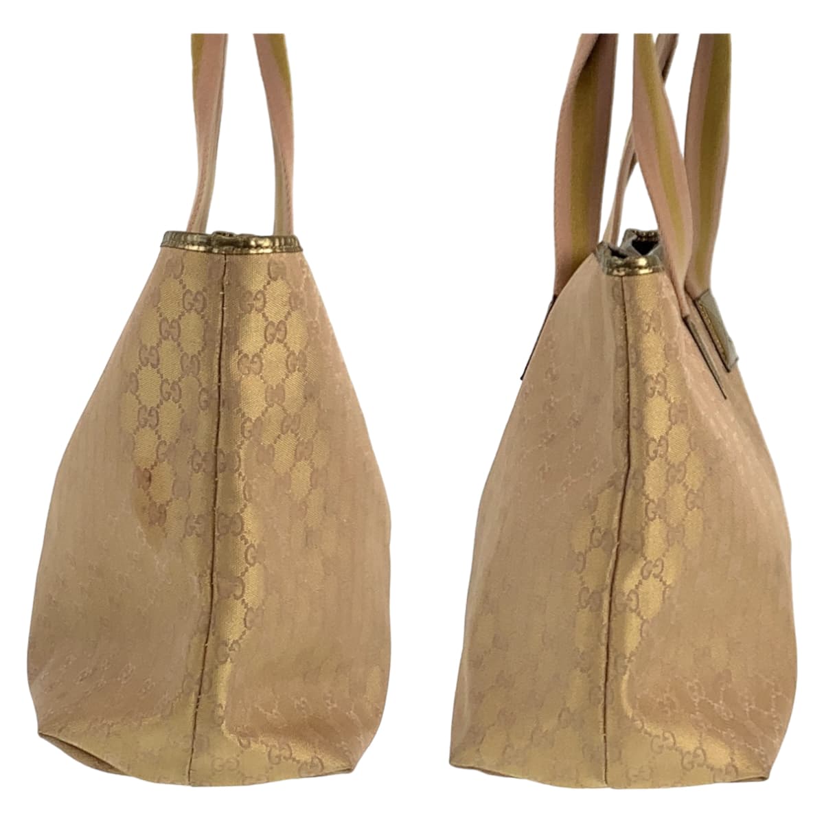 Gucci Beige Gold GG Canvas Tote Bag 267474 in Very Good Condition