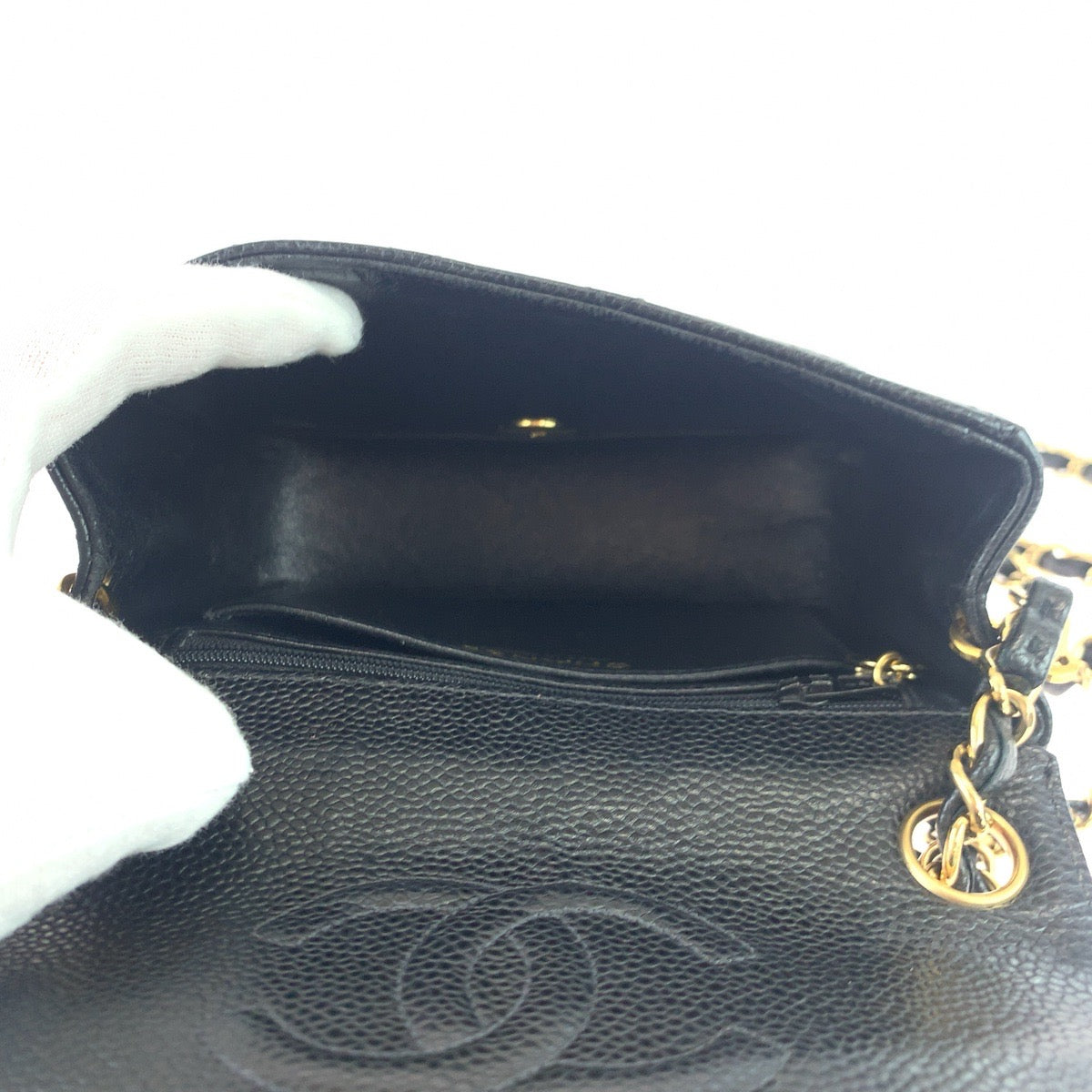 Chanel Caviar Skin Mini Matelasse Single Flap Crossbody Bag in Great Condition