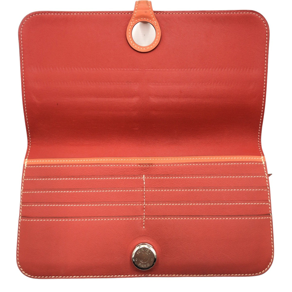 Hermes Dogon Long Leather Wallet Red