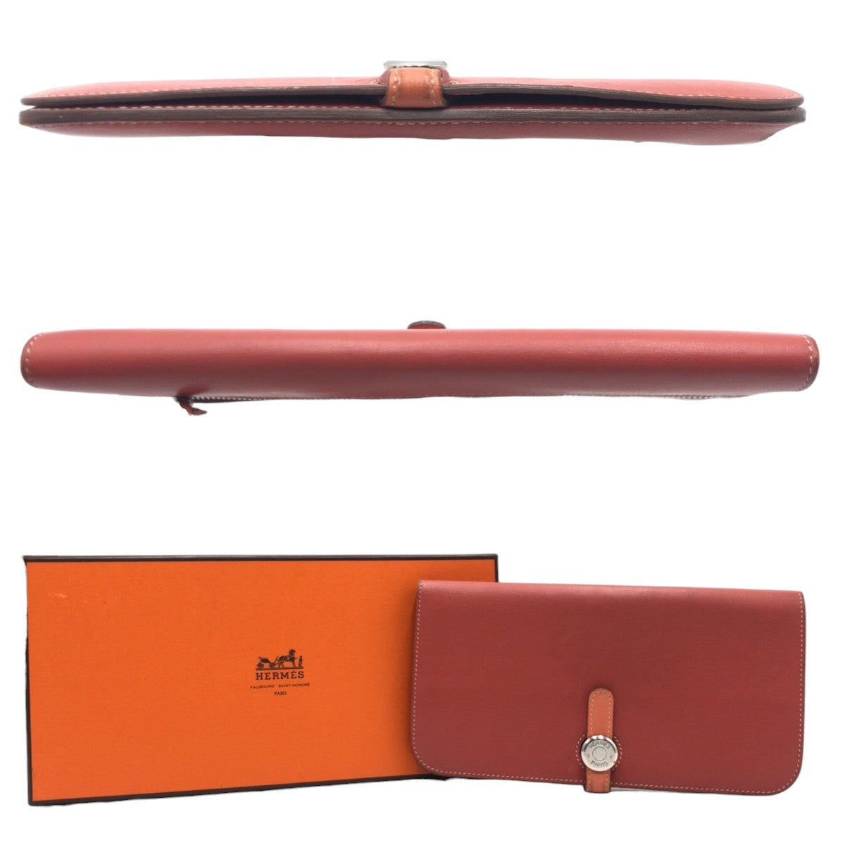 Hermes Dogon Long Leather Wallet Red