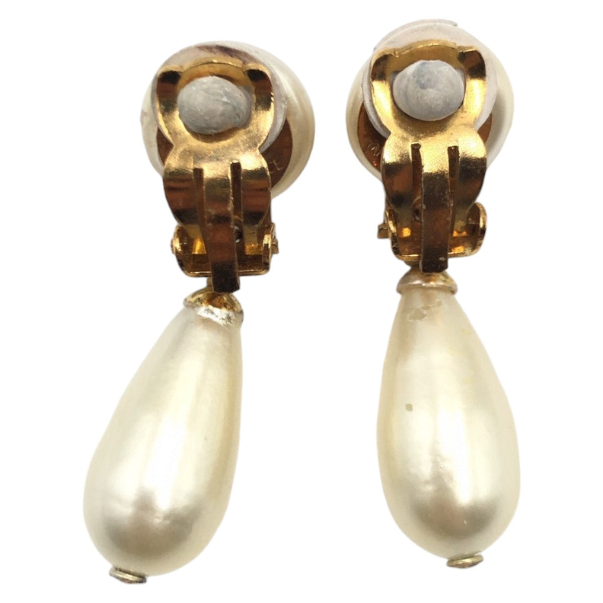 Chanel Vintage Coco Mark Fake Pearl Metal Earrings 406215 in Very Good Condition