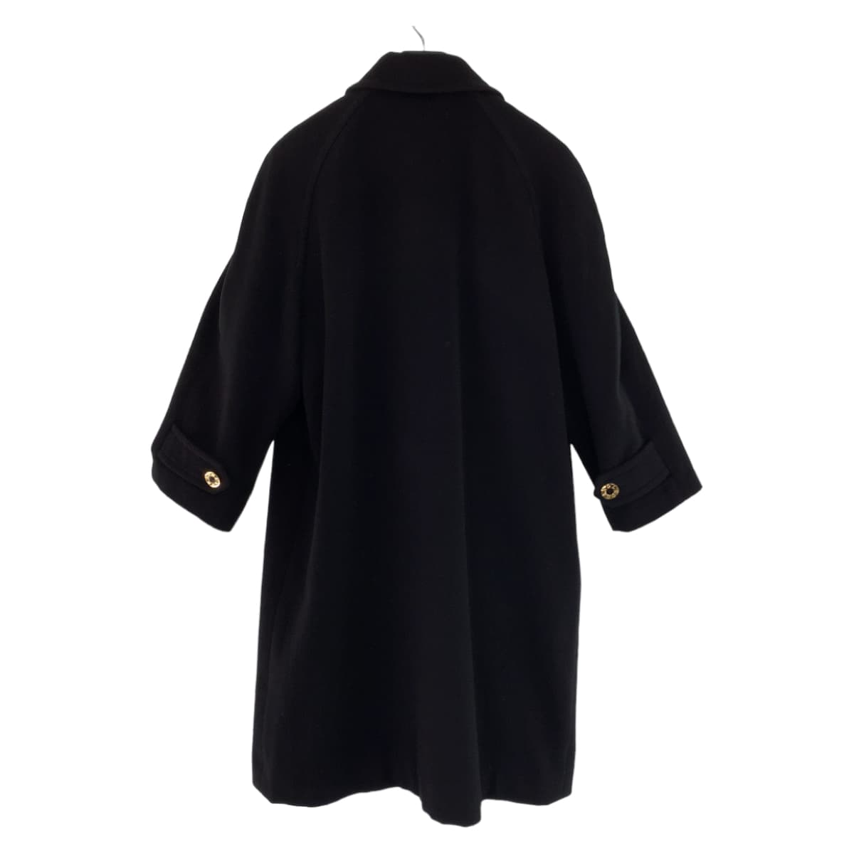 LEONARD Black Cashmere Long Coat Floral