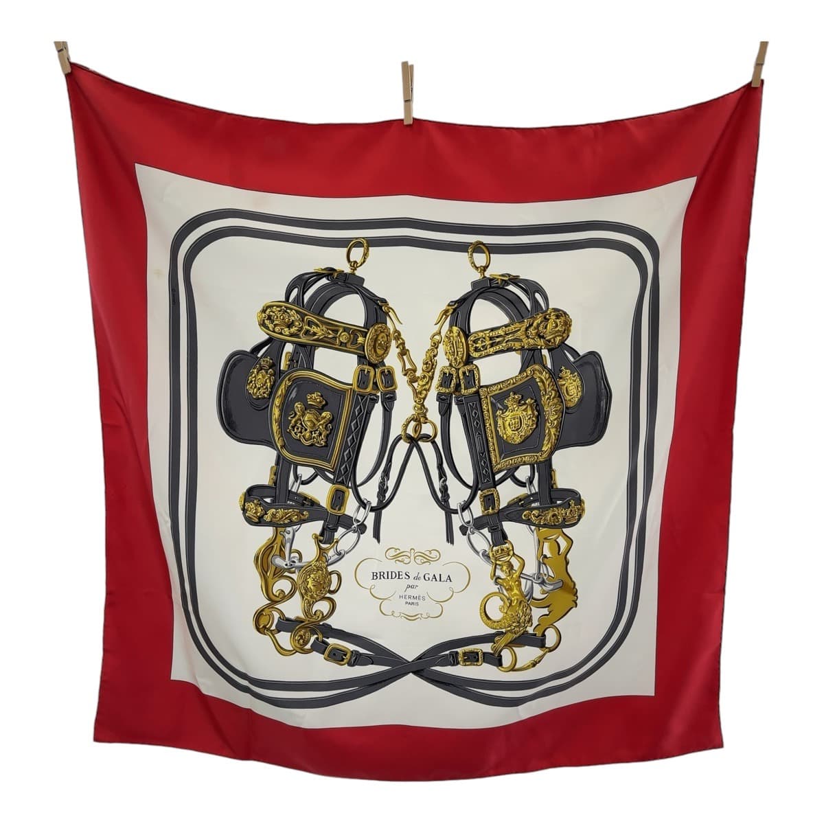 Hermes Silk Scarf Red Multicolor