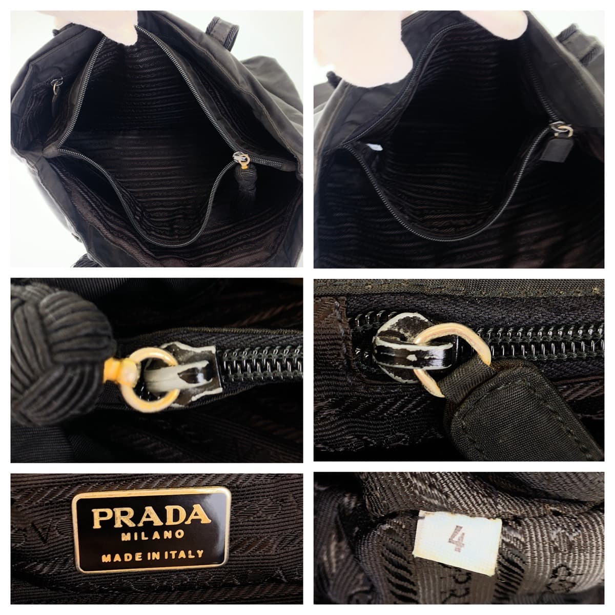 Prada Nylon Tessuto Logo Embroidery Tassel Fringe Tote Bag in Very Good Condition