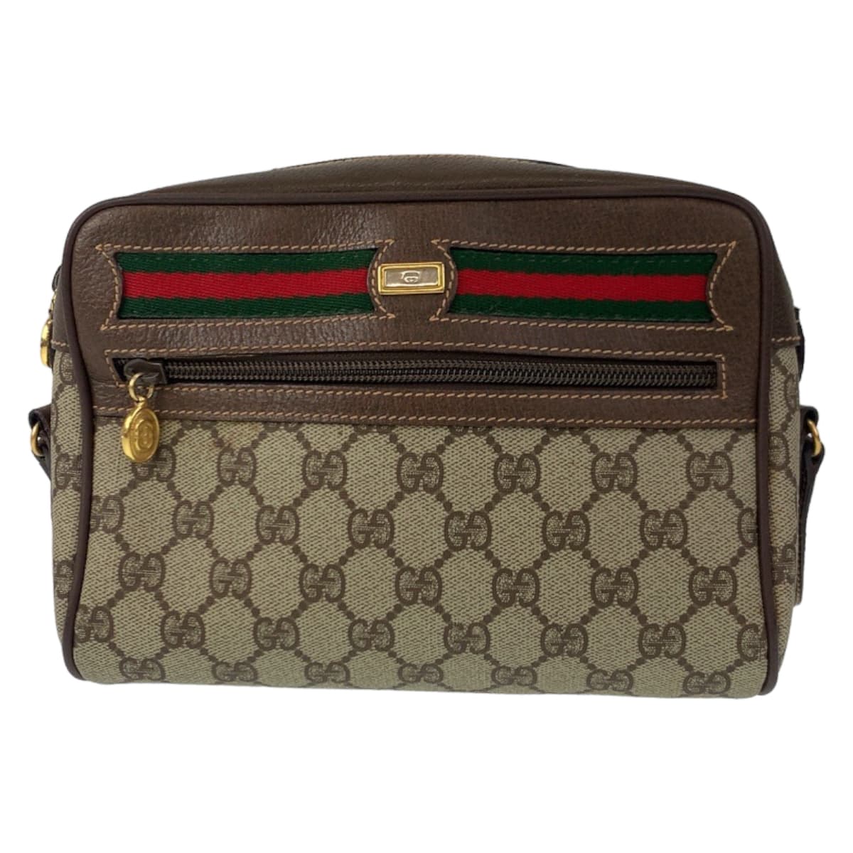 Gucci Vintage GG Canvas Leather Shoulder Bag