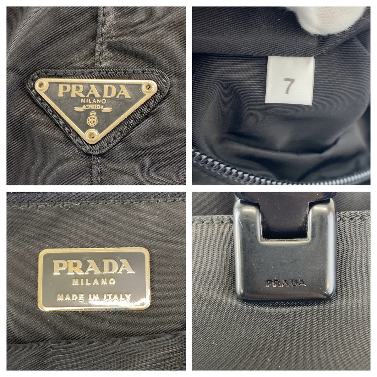 Prada Nylon Tessuto Logo Plate Tote Bag