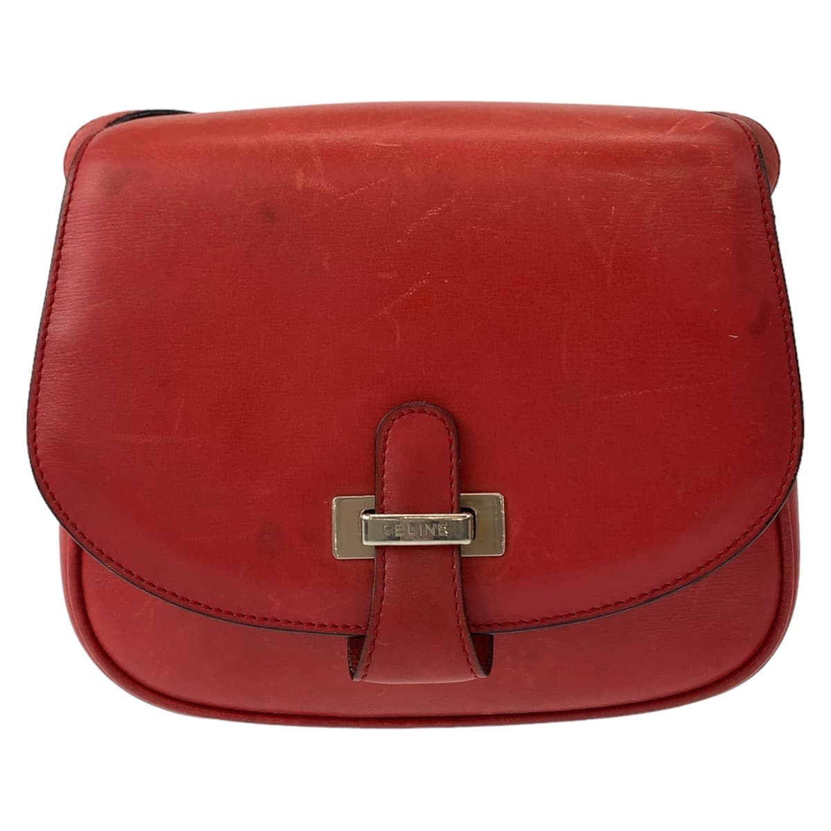 Celine Vintage Red Leather Shoulder Bag in Very Good Condition