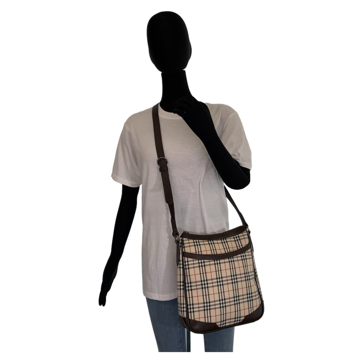 Burberry Nova Check Canvas/Leather Shoulder Bag 406307 in Good Condition