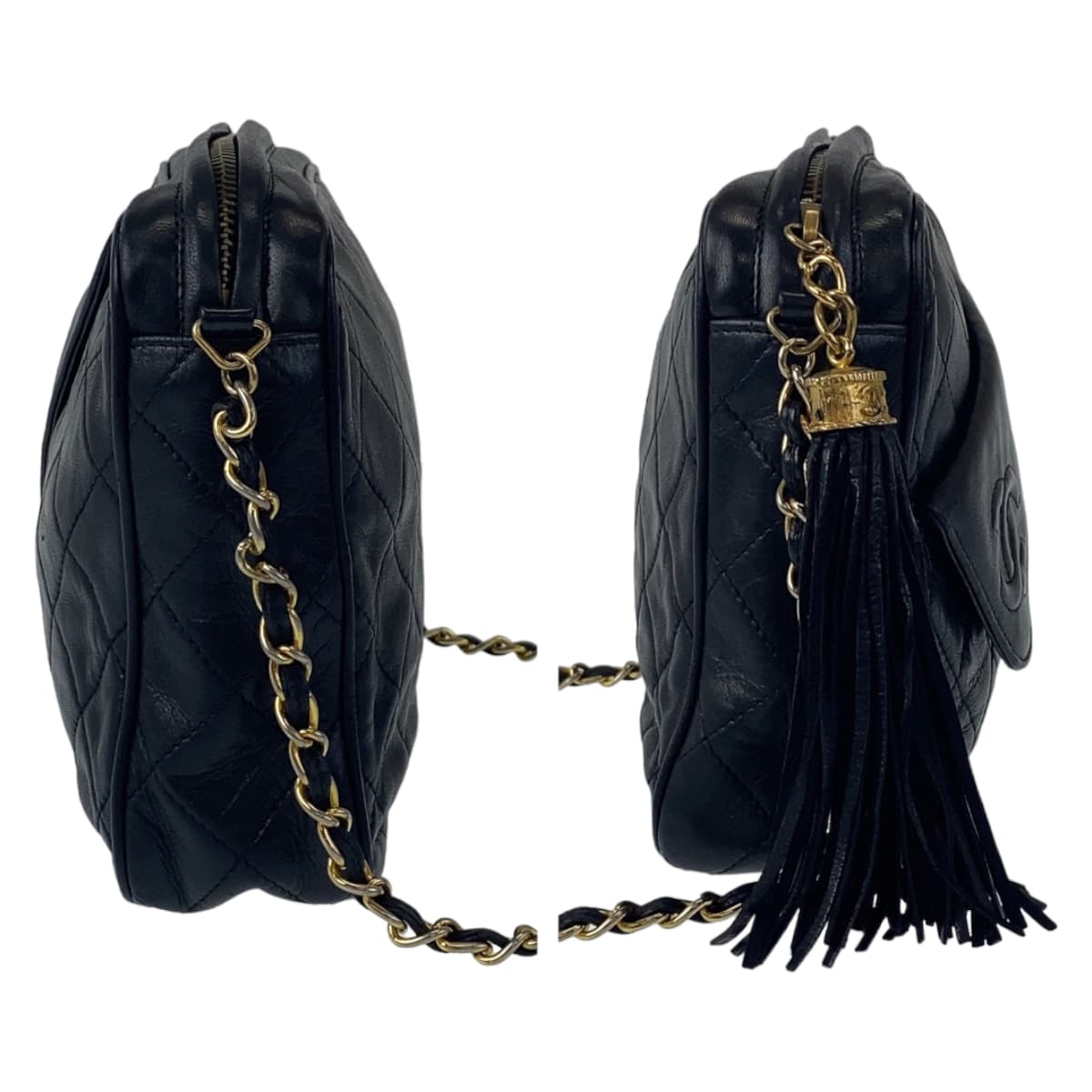 Chanel Vintage Matelasse Lambskin Fringe Shoulder Bag in Very Good Condition