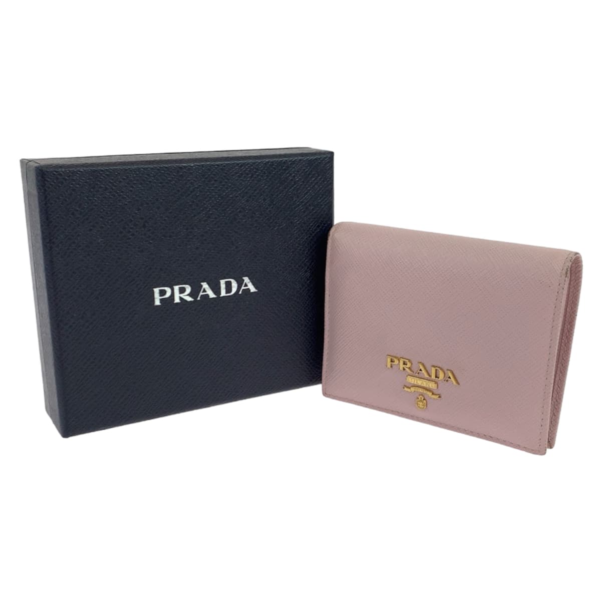 Prada Saffiano Leather Compact Bifold Wallet 406353 in Very Good Condition