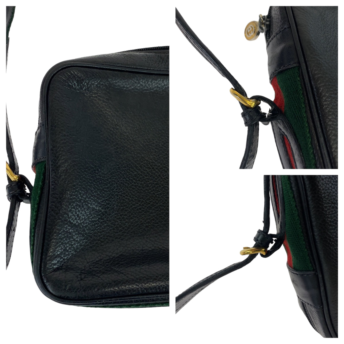 Gucci Vintage Leather Shoulder Bag Black