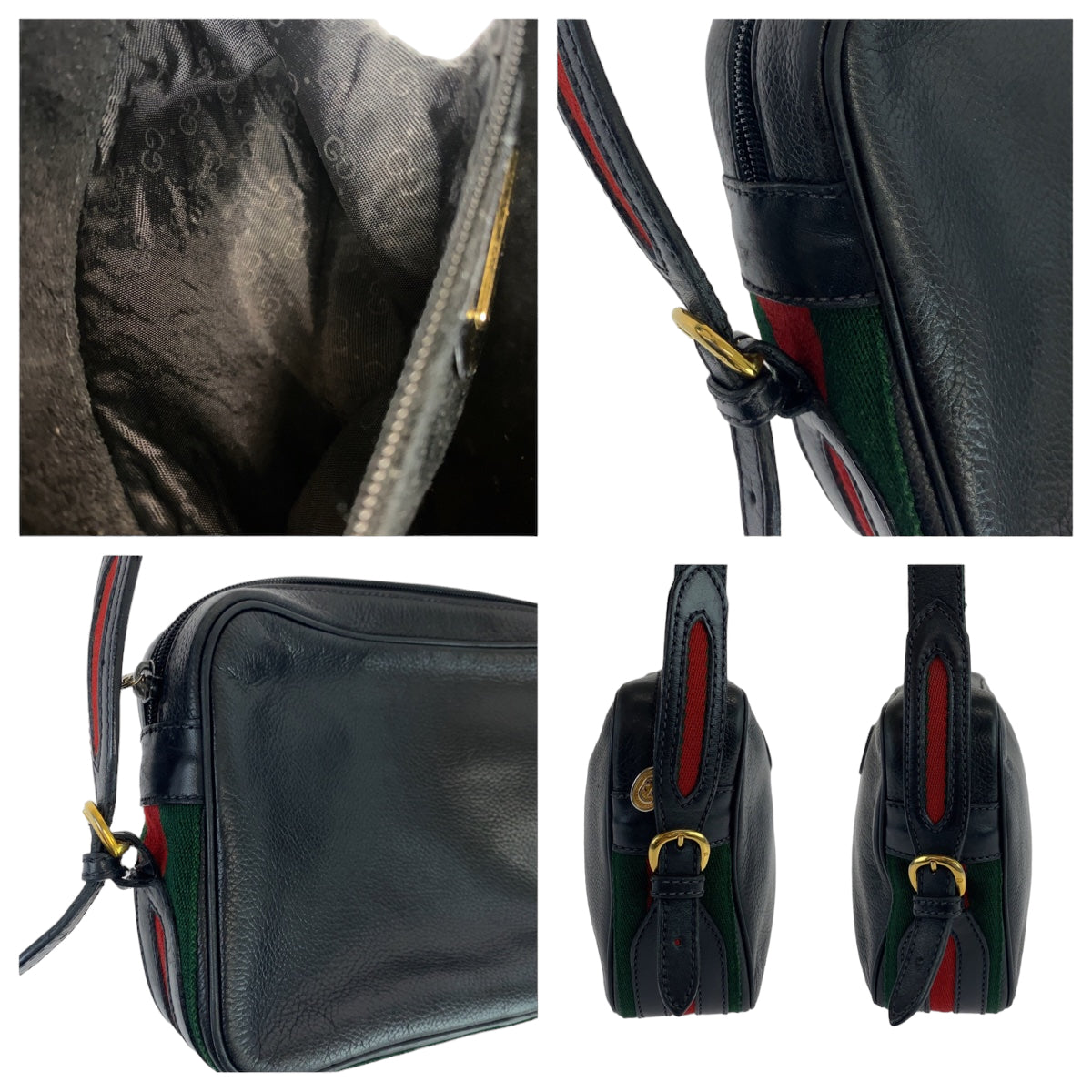 Gucci Vintage Leather Shoulder Bag Black