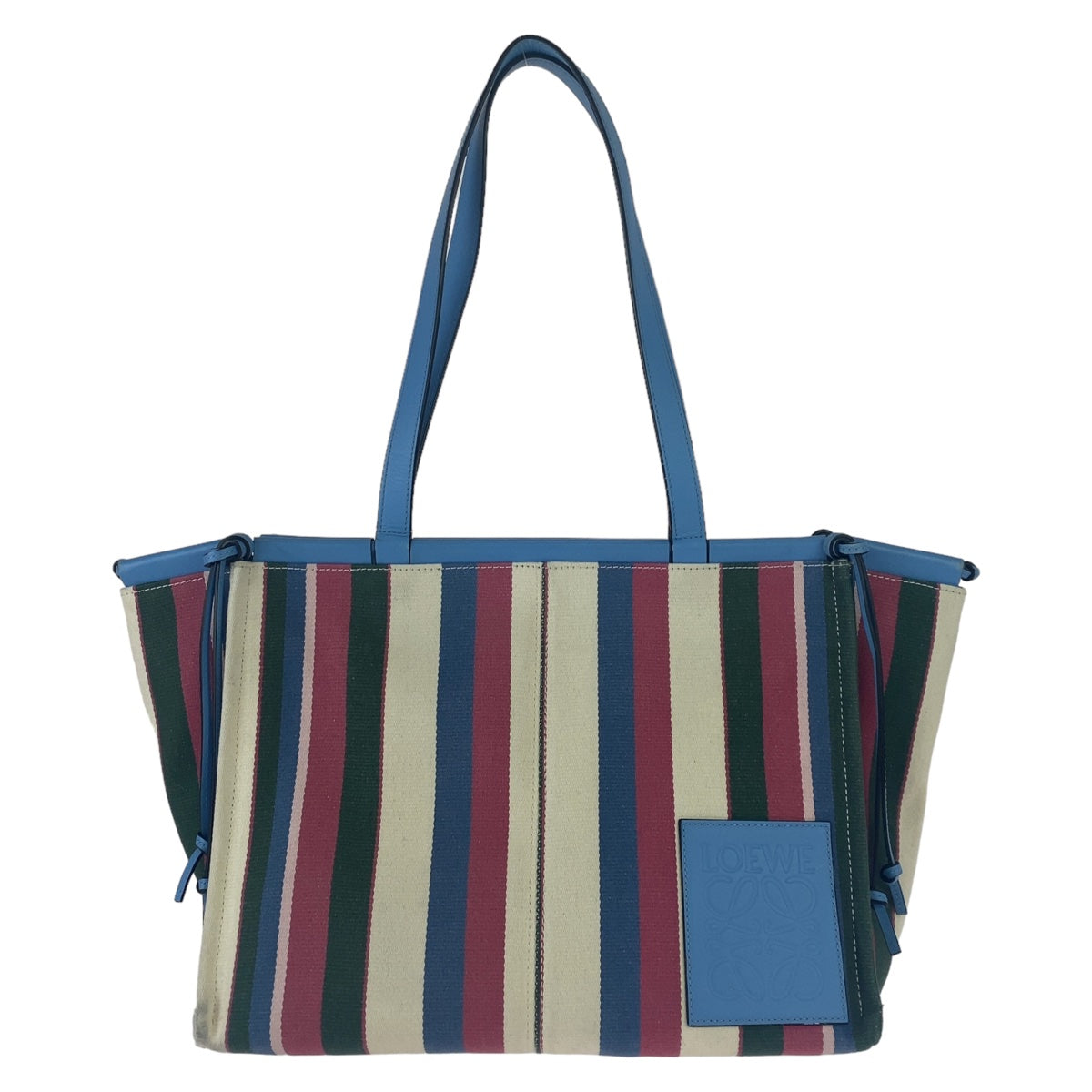 Loewe Anagram Cushion Tote Canvas/Leather Multicolor Blue in Very Good Condition