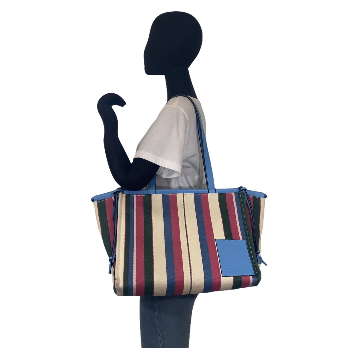 Loewe Anagram Cushion Tote Canvas/Leather Multicolor Blue in Very Good Condition