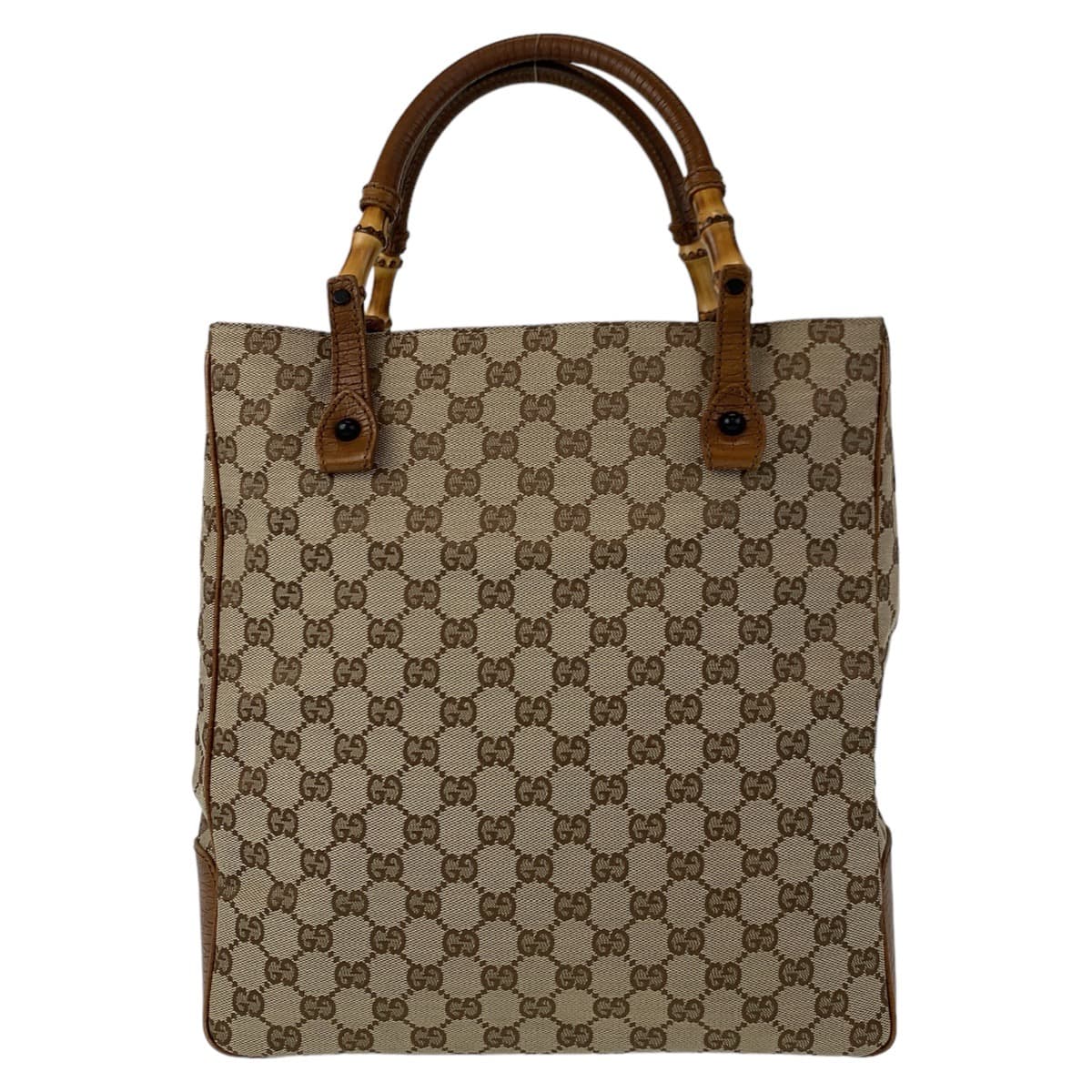 Gucci Bamboo GG Canvas Tote Bag 112530 in Very Good Condition