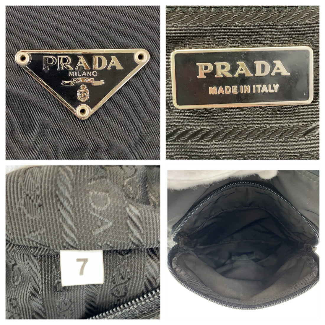 Prada Nylon Tessuto Logo Plate Shoulder Bag