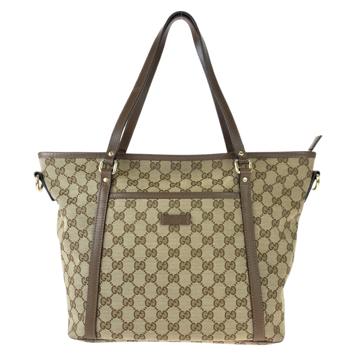 Gucci Beige Brown GG Canvas Shoulder Tote Bag in Very Good Condition