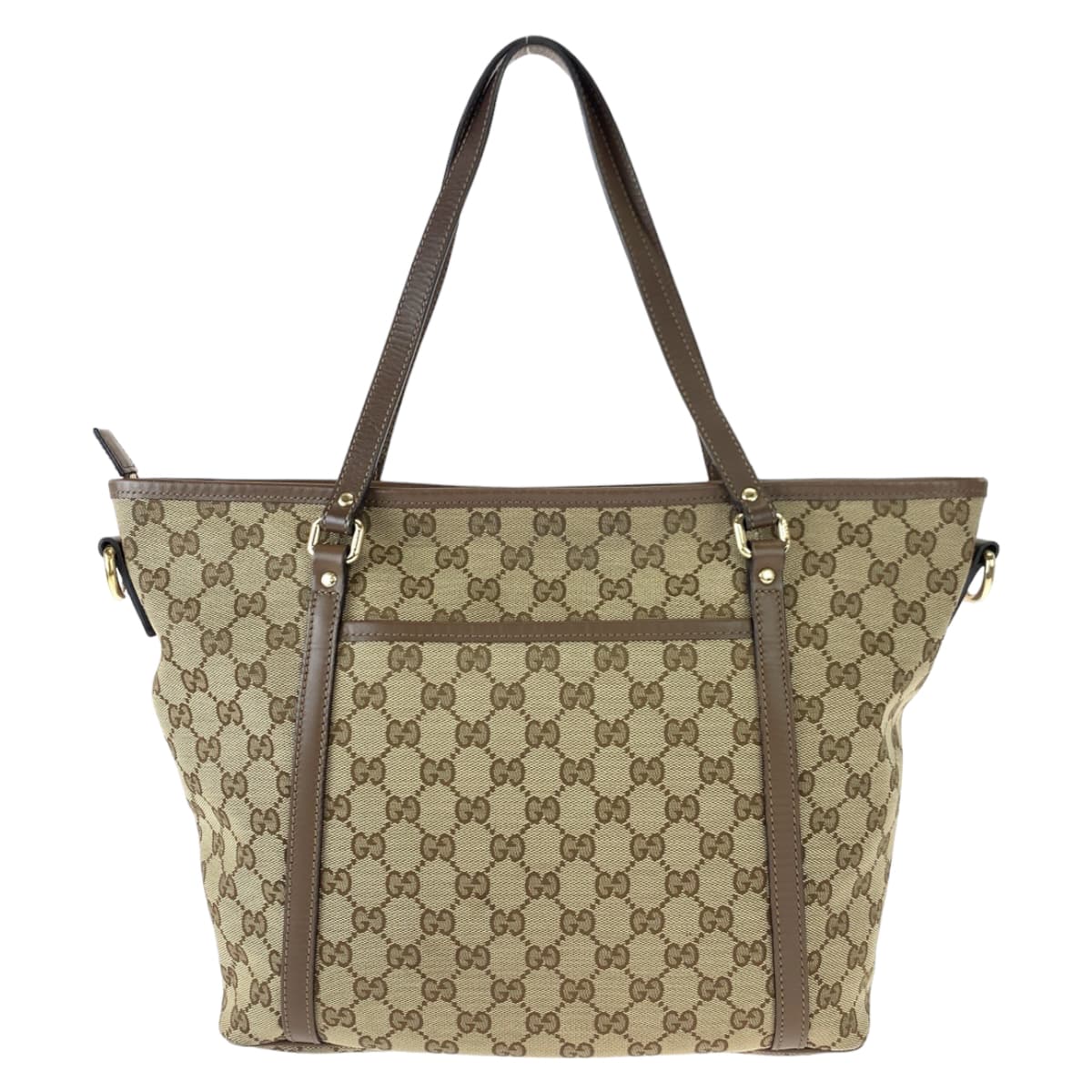 Gucci Beige Brown GG Canvas Shoulder Tote Bag