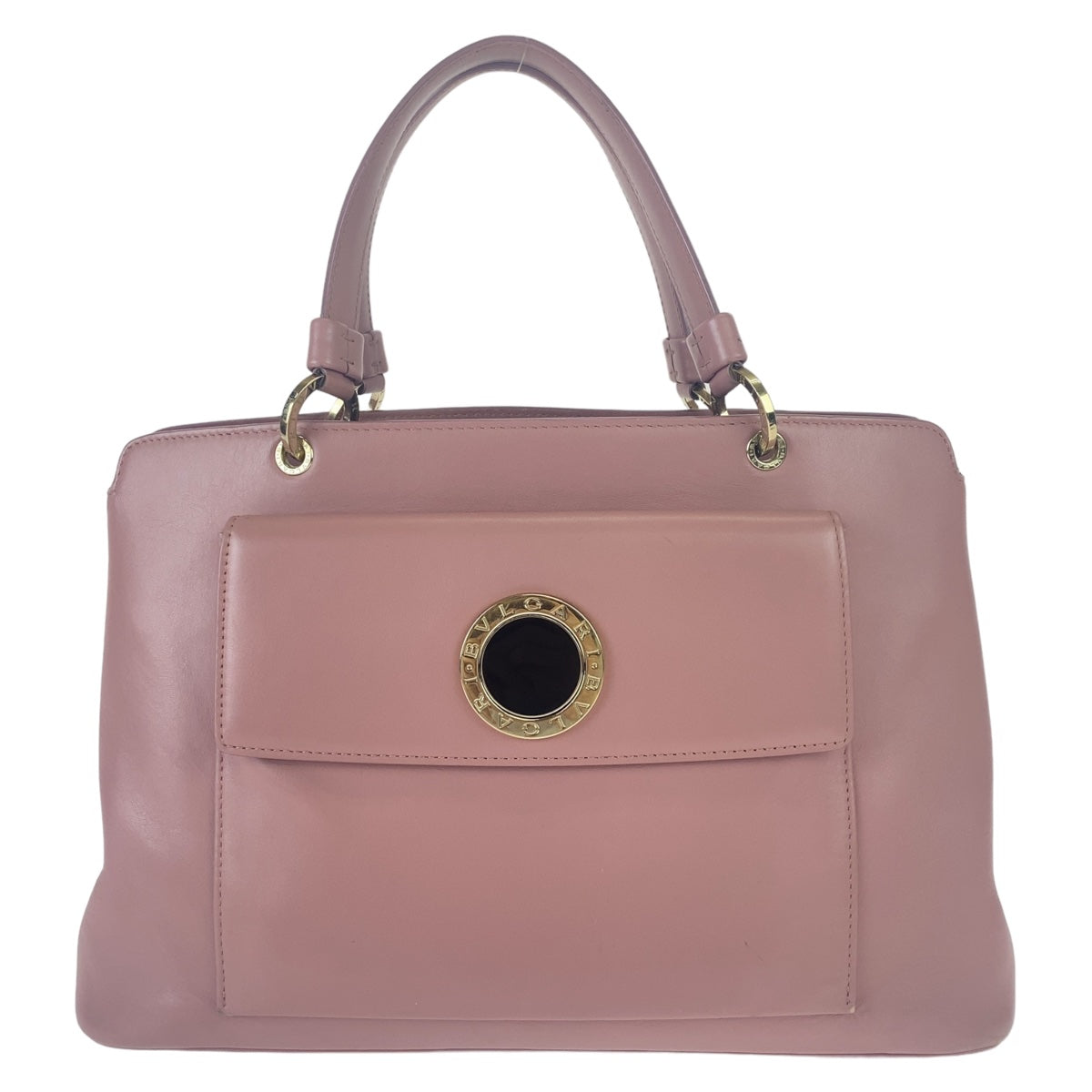 Bvlgari Leather Shoulder Handbag Pink Gold