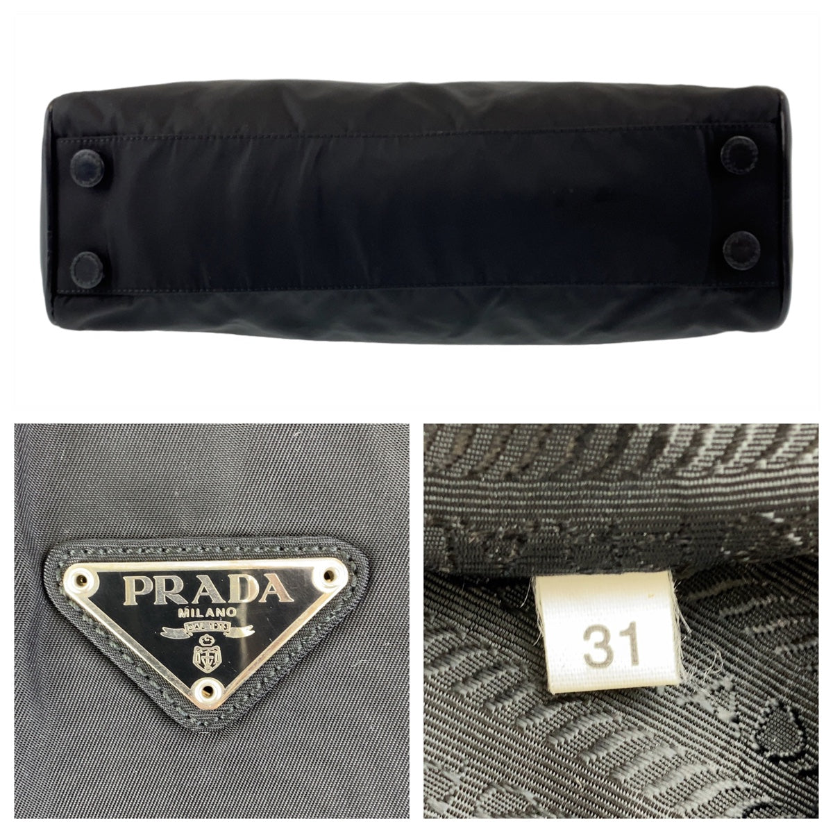 Prada Nylon/Leather Tessuto Triangle Logo Plate Handbag 406397 in Very Good Condition