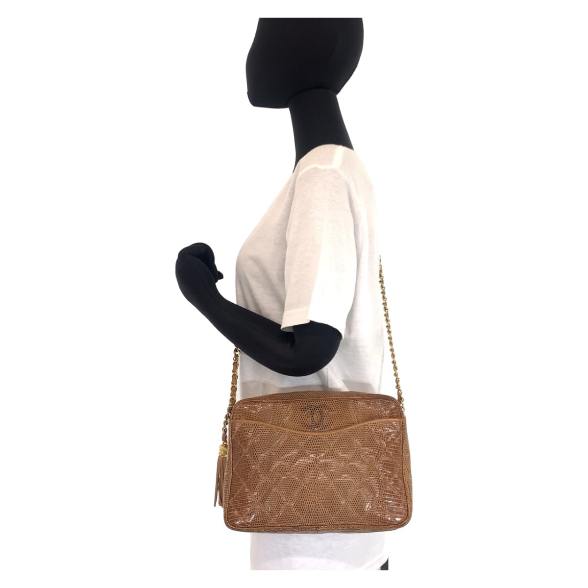 Chanel Vintage Lizard Matelasse Coco Mark Shoulder Bag in Very Good Condition