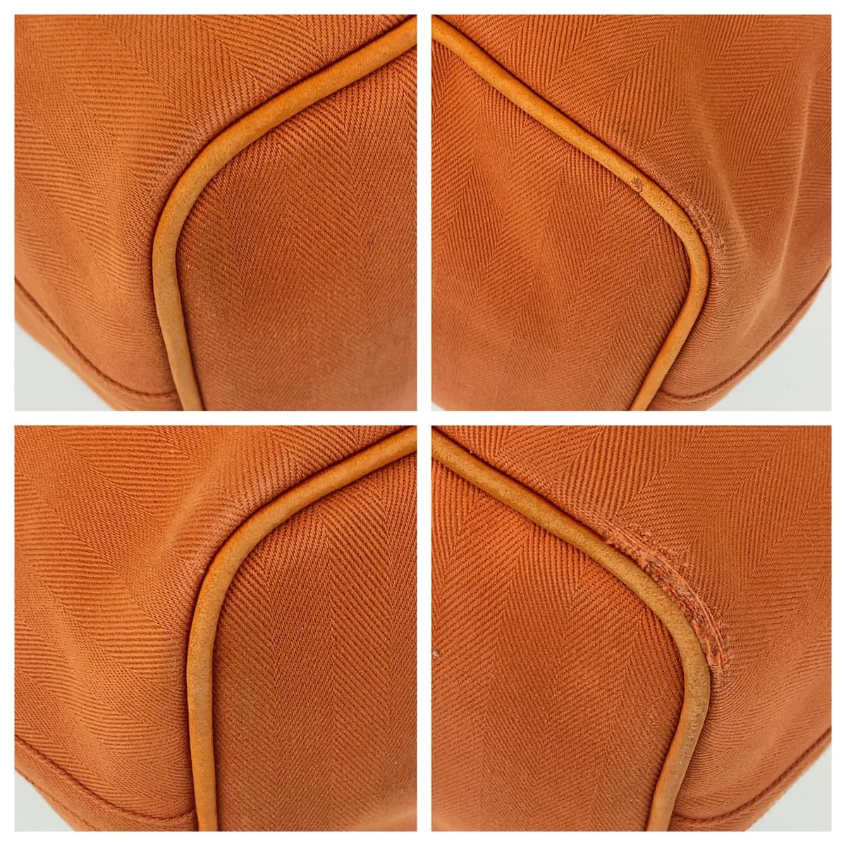 Hermes Valparaiso GM Orange Silver Hardware Chevron/Leather Tote Bag in Very Good Condition