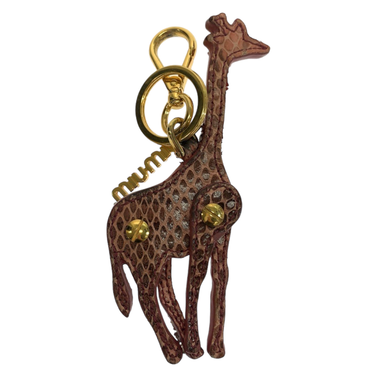 Miu Miu Leather Rhinestone Giraffe Keychain